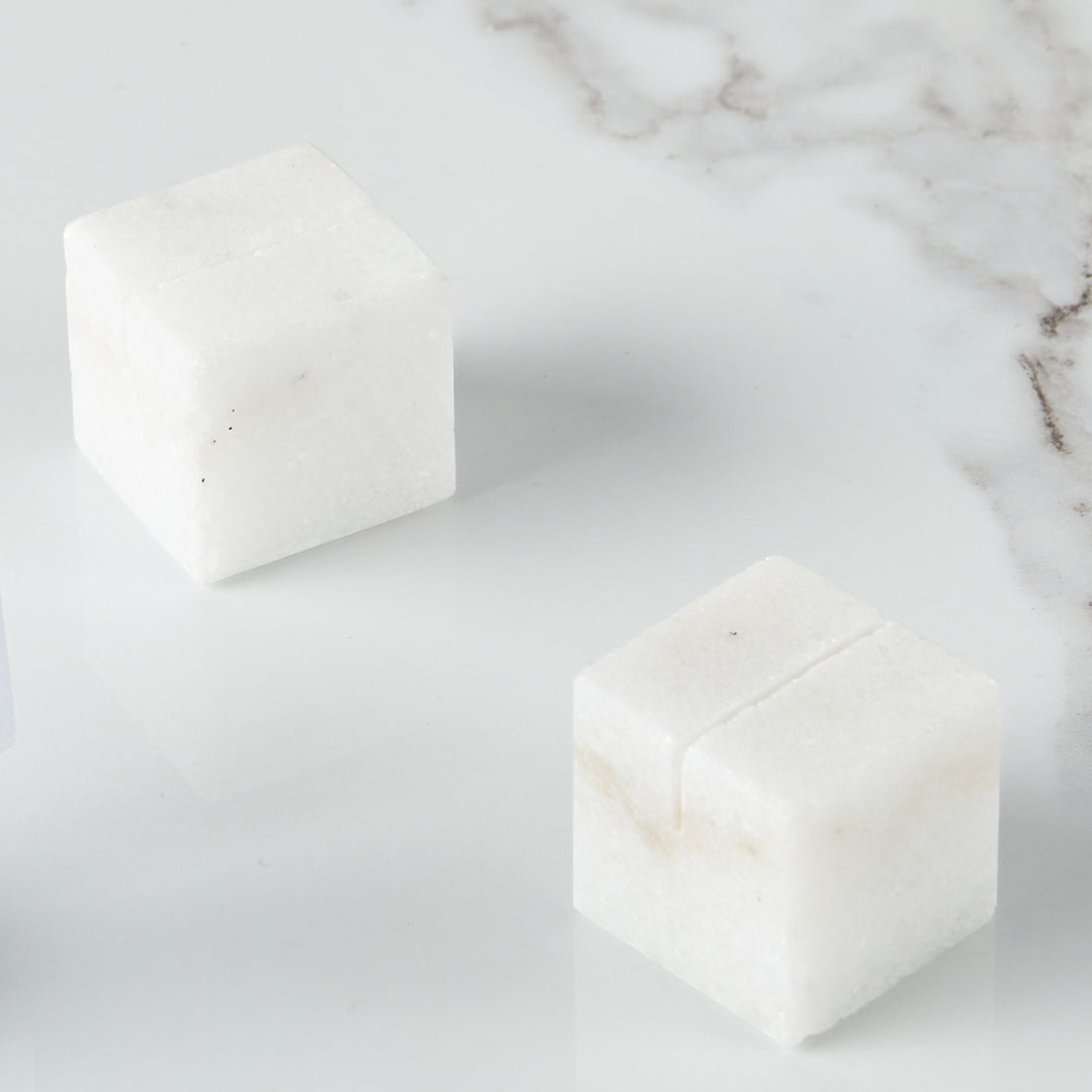 Handcrafted Set of 4 Elegant Polished White Marble Place Card Holders,Place Card Holders,wooden place card holders