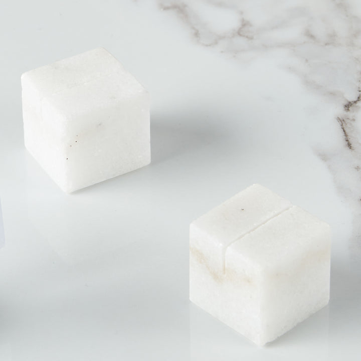 Handcrafted Set of 4 Elegant Polished White Marble Place Card Holders,Place Card Holders,wooden place card holders