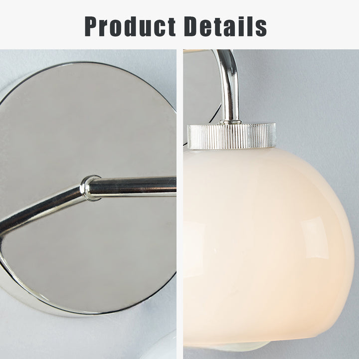 Blown Glass Steel Frame Single Sconce Collection- Stylish Wall Light Fixture, Bathroom Sconce