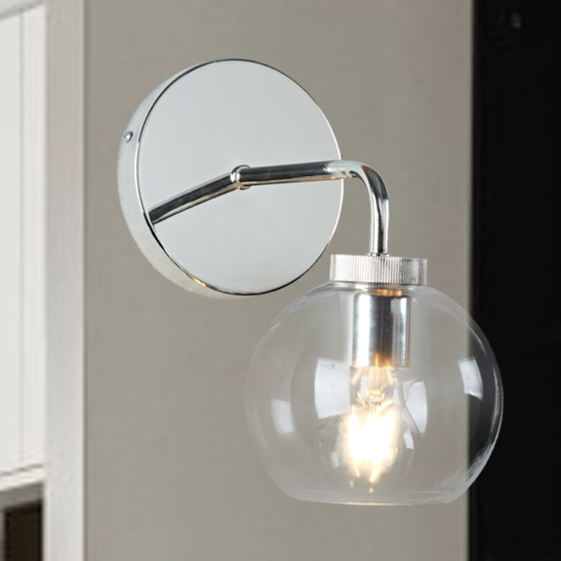 Blown Glass Steel Frame Single Sconce Collection- Stylish Wall Light Fixture, Bathroom Sconce