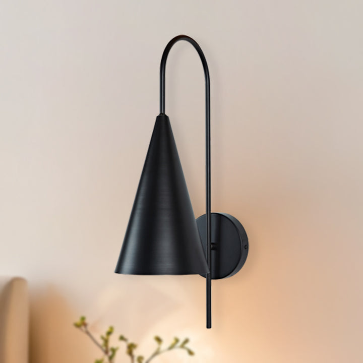 Glowing Conical Sconce - Modern Style with Solid Brass and Conical Shade, Featuring a Sleek Arched Pole - Perfect for Exterior Wall Lights and Outdoor Wall Lights, Ideal for Candle Wall Sconces