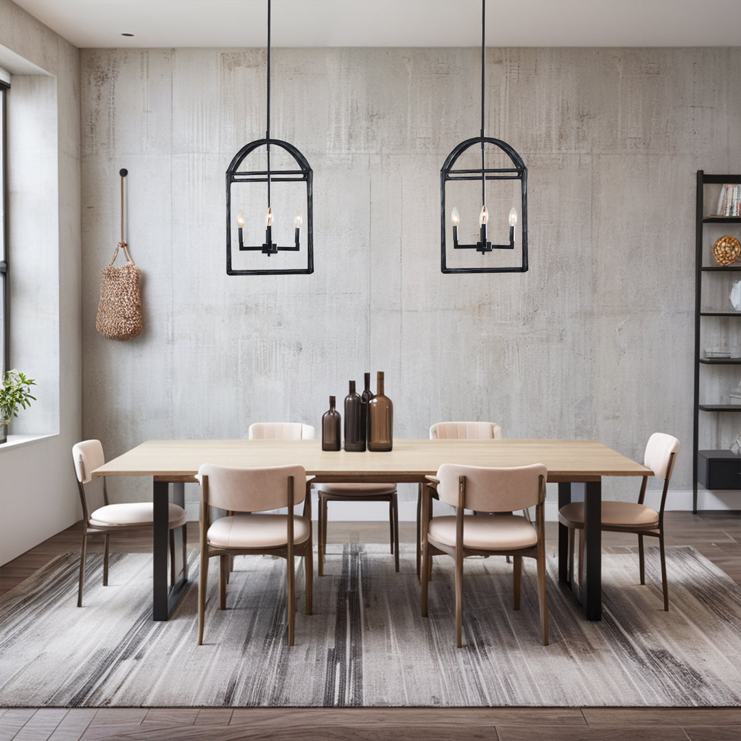 Modern Industrial Forged-Iron Pendant Light - Adjustable Height Hanging Light Fixtures, Suitable for Dining Room And Living Room