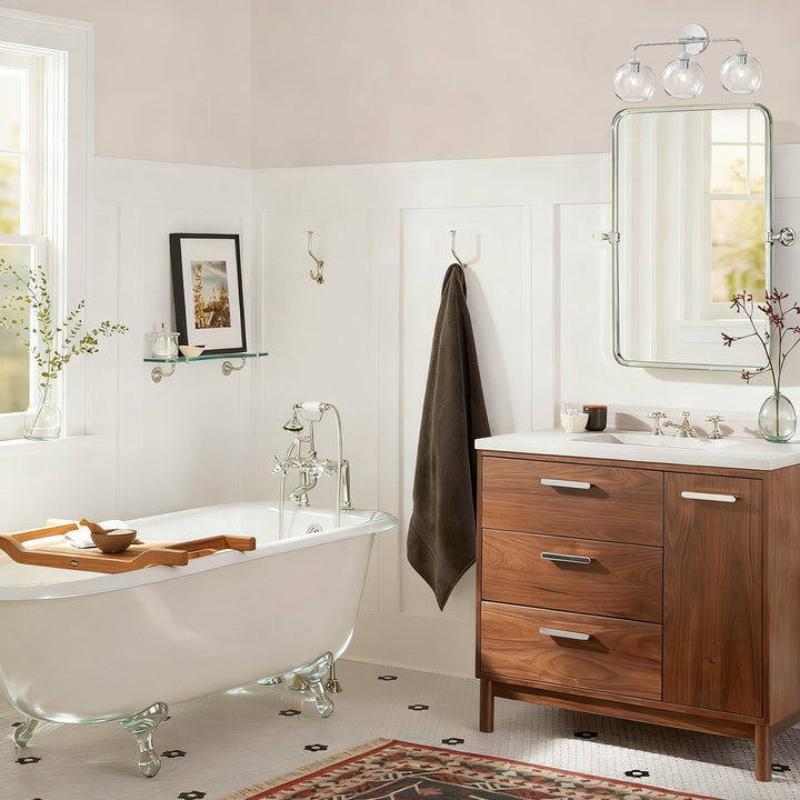 Blown Glass Steel Frame Triple Sconce Collection - Stylish Glass Sconce Options, Bathroom Sconces