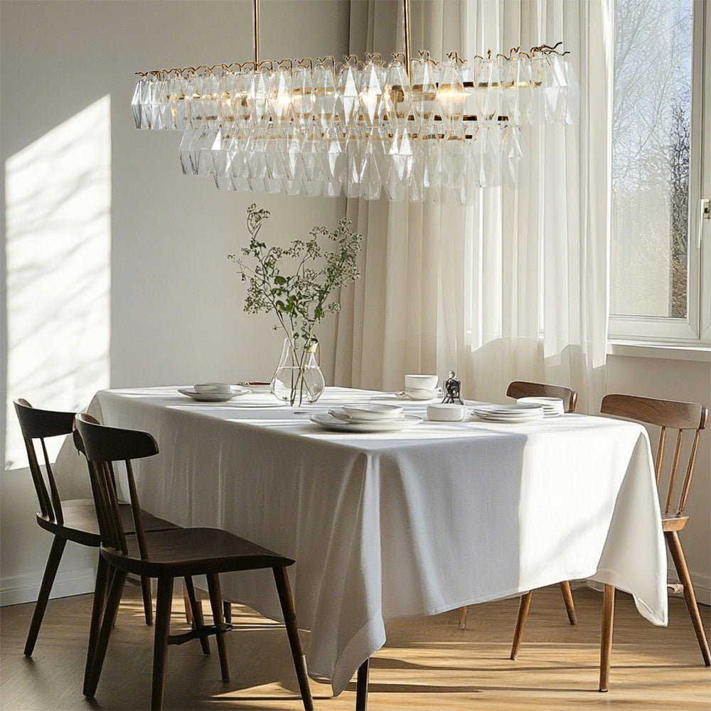 Timeless Elegance Fluted Crystal Chandelier with Luxe Metallic Finish,Fluted crystal effect ,dining room light fitting