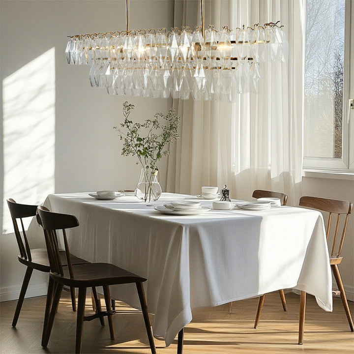 Timeless Elegance Fluted Crystal Chandelier with Luxe Metallic Finish,Fluted crystal effect ,dining room light fitting