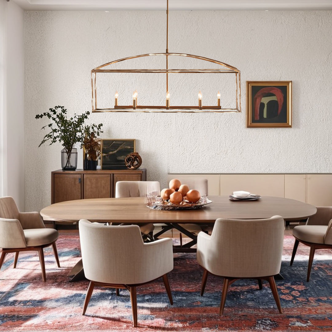 ForgeCurve Dining Chandelier - Modern Hand-Forged Chandelier with Organic Curves Suitable for Dining Room And Living Room