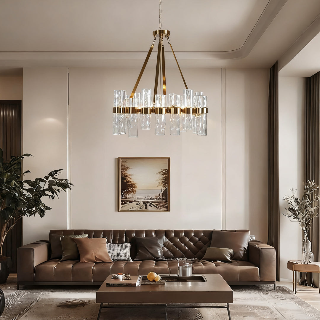 Penni Recycled Glass Chandelier - Elegant Art Deco Lighting Fixture - Perfect for Living Room Chandelier and Hanging Light Fixture