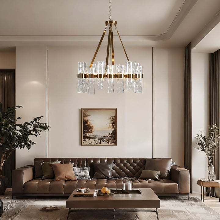 Penni Recycled Glass Chandelier - Elegant Art Deco Lighting Fixture - Perfect for Living Room Chandelier and Hanging Light Fixture