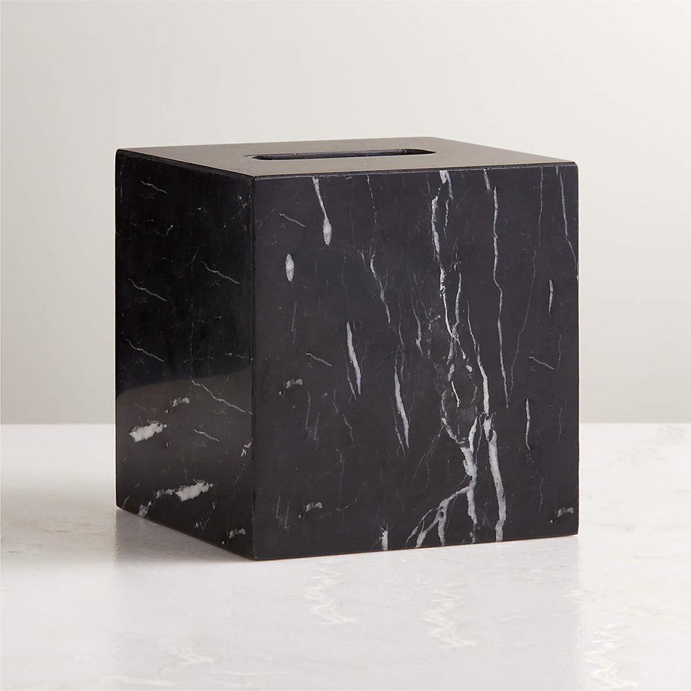 Handcrafted Black Marquina Marble Bath Accessories - Unique and Chic Bathroom Supplies for Elegant Decor