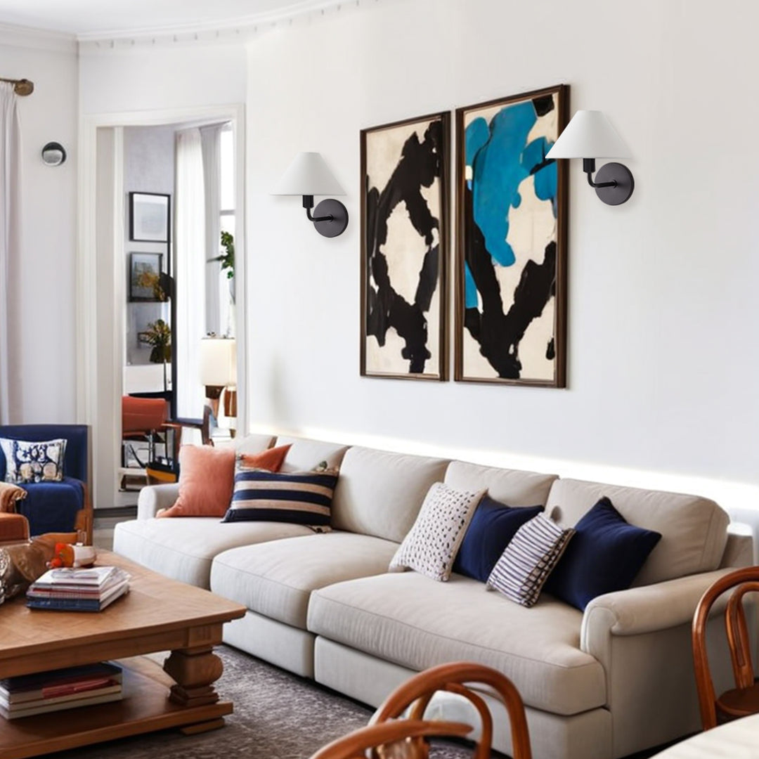 Elegant Linen Glow Sconce - Architectural Design Tapered Shade Wall Sconce for Bedroom and Living Room - A Statement Piece of Elegance and Sophistication