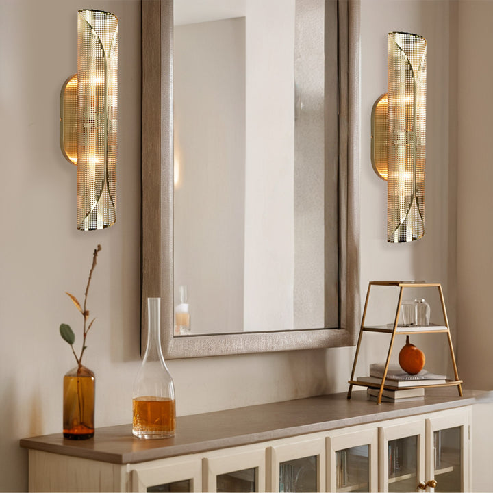 Curl Perforated Sconce 2-Light - Modern Light Fixture for kitchen, Bedroom Wall Sconces