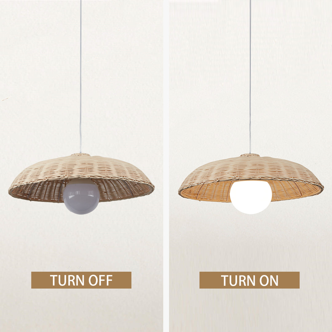 Traditional Materials Pendant Lighting with Natural Rattan and Woven Paper Shade in Antique Brass,Pendant Lights for Living Room, Hanging Lights for Bedroom