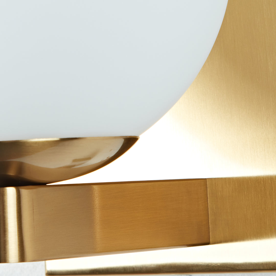 Globe Shade Matte Finish with Brass Accents Single Light Sconce - Blown Glass and Steel Frame for Outdoor, Living Room