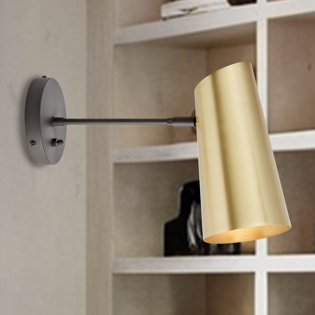 Metal Medium Streamline Glow Sconce - Articulating Brass Wall Lights for Living Room