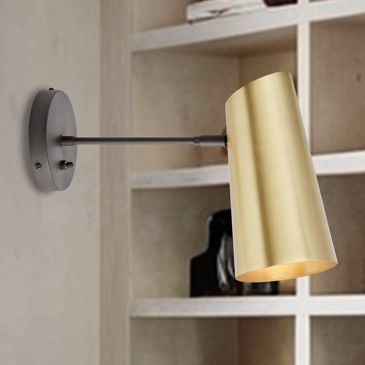 Metal Medium Streamline Glow Sconce - Articulating Brass Wall Lights for Living Room