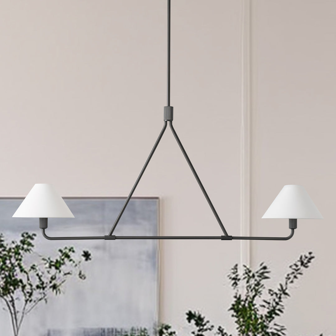Minimalist Elegance Architectural 2-Light Tapered Pendant: Angular and Minimalist Design for Dining, Bedroom, and Living Room Illumination