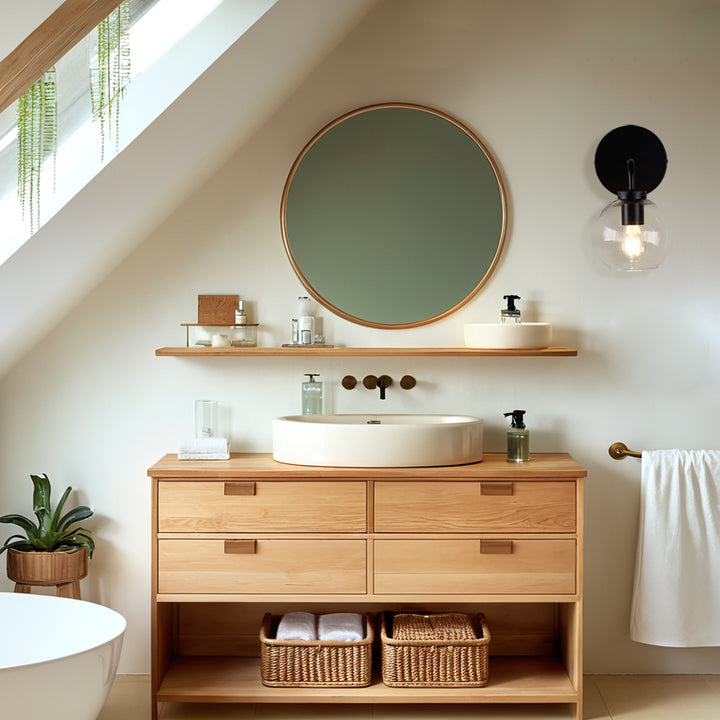 Blown Glass Steel Frame Single Sconce Collection- Stylish Wall Light Fixture, Bathroom Sconce