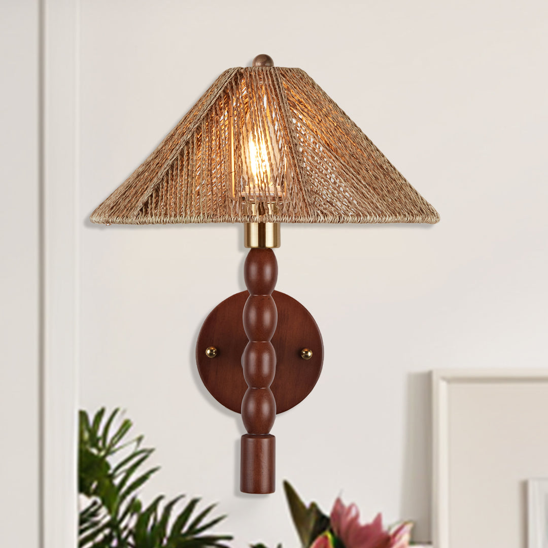 Samina Sconce - Modern Style with Handwoven jute and solid walnut - Perfect for Living Room, Dining Room and Enteyway