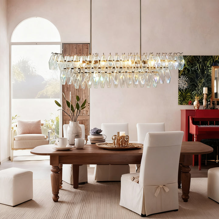 Timeless Elegance Fluted Crystal Chandelier with Luxe Metallic Finish,Fluted crystal effect ,dining room light fitting