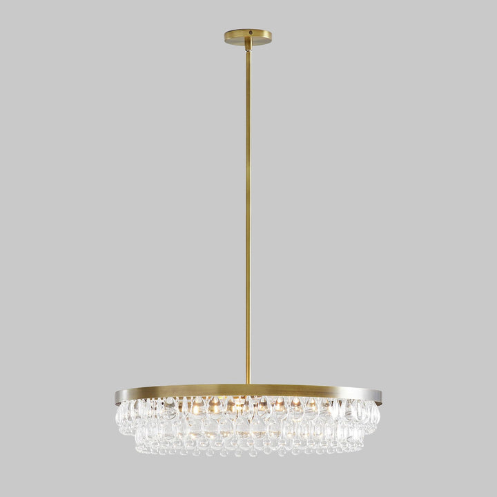 Dazzling Crystal Elegance Chandelier - Sleek Design with Crystal Droplets for Living Room, Dining Room, and Bedroom Lighting