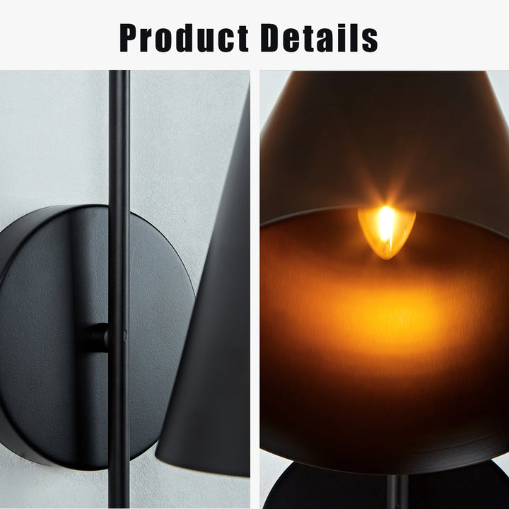 Glowing Conical Sconce - Modern Style with Solid Brass and Conical Shade, Featuring a Sleek Arched Pole - Perfect for Exterior Wall Lights and Outdoor Wall Lights, Ideal for Candle Wall Sconces