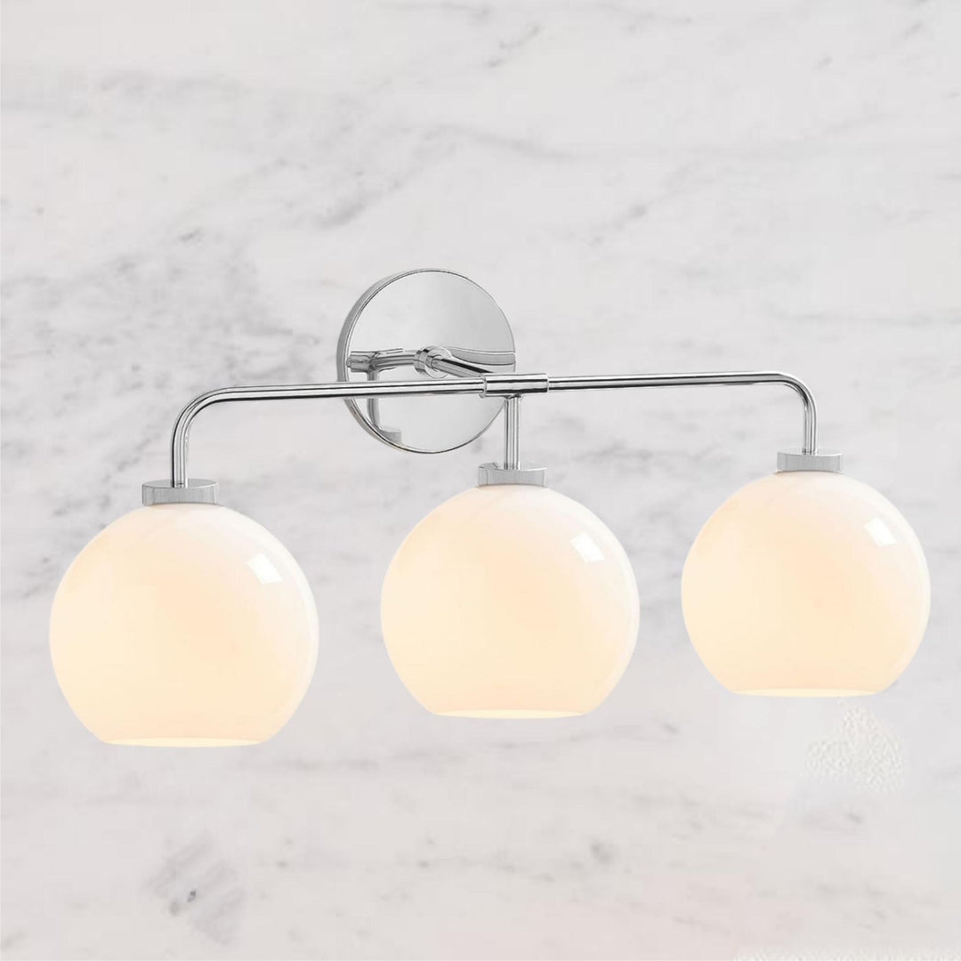 Blown Glass Steel Frame Triple Sconce Collection - Stylish Glass Sconce Options, Bathroom Sconces