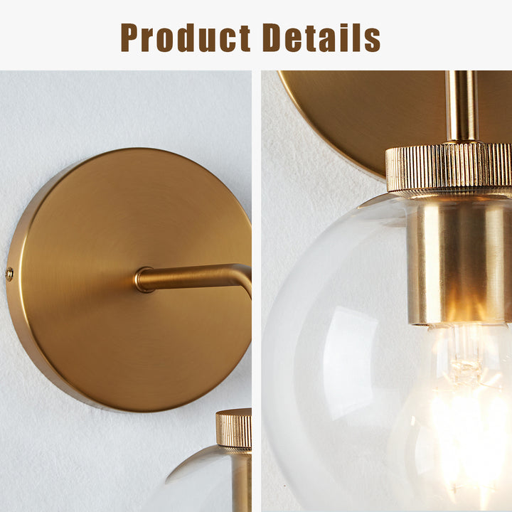 Blown Glass Steel Frame Single Sconce Collection- Stylish Wall Light Fixture, Bathroom Sconce