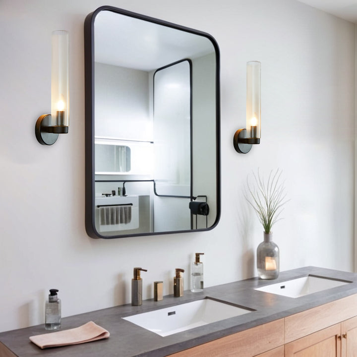 Radiant Fluted Glow Sconce - Elegant Bathroom Wall Lights with Fluted Glass Shade, Suitable for Your Makeup Lighting Mirror in the Bathroom