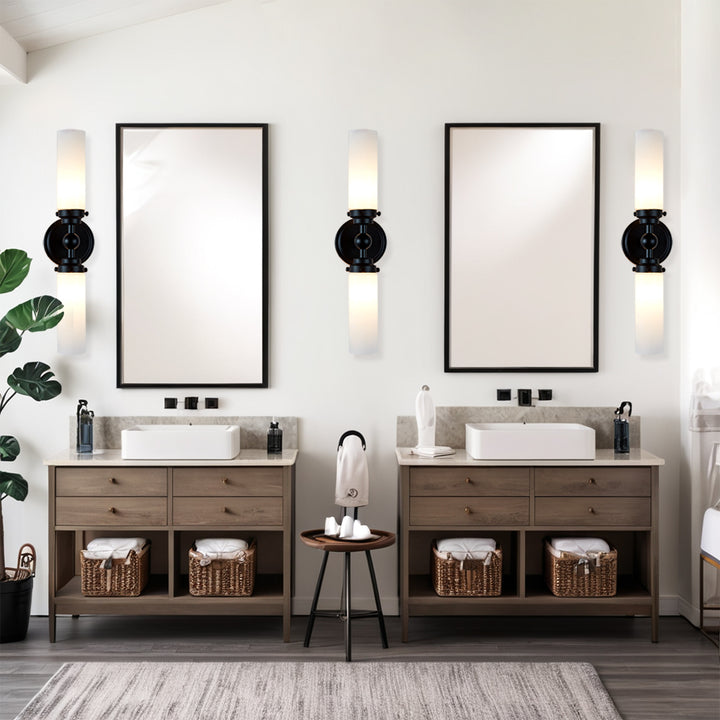 Spherical Steel Sconce - Modern Silhouette with Steel Construction and Spherical Detail - Stylish Bathroom Wall Lights and Contemporary Bathroom Sconces Modern