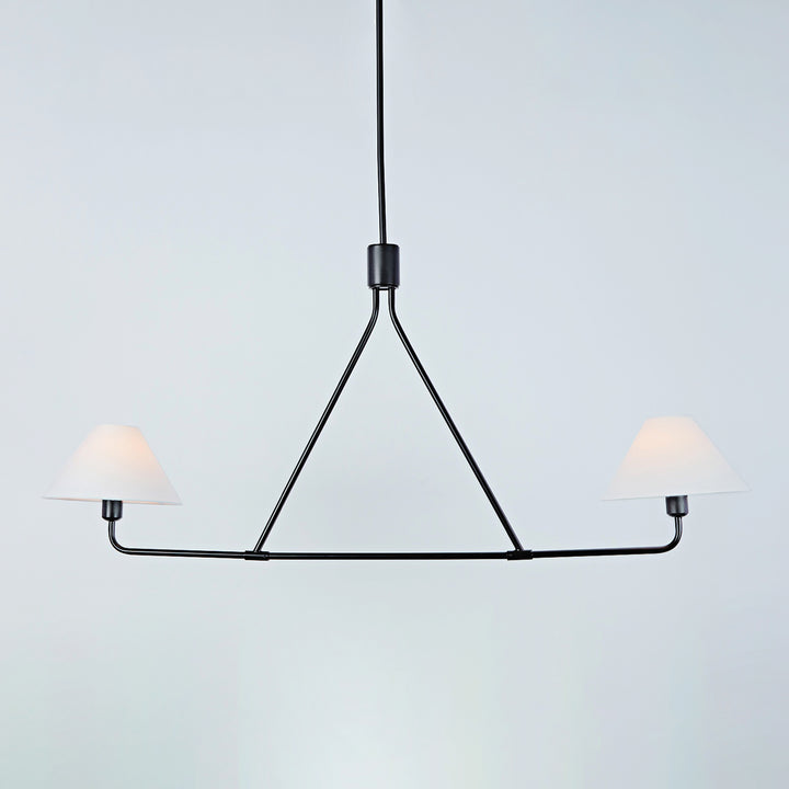 Minimalist Elegance Architectural 2-Light Tapered Pendant: Angular and Minimalist Design for Dining, Bedroom, and Living Room Illumination