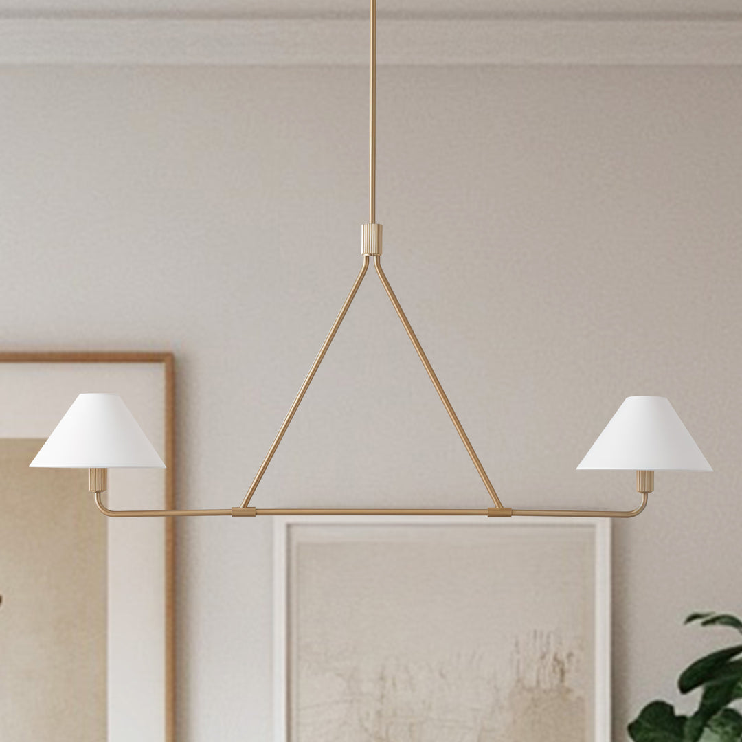 Minimalist Elegance Architectural 2-Light Tapered Pendant: Angular and Minimalist Design for Dining, Bedroom, and Living Room Illumination