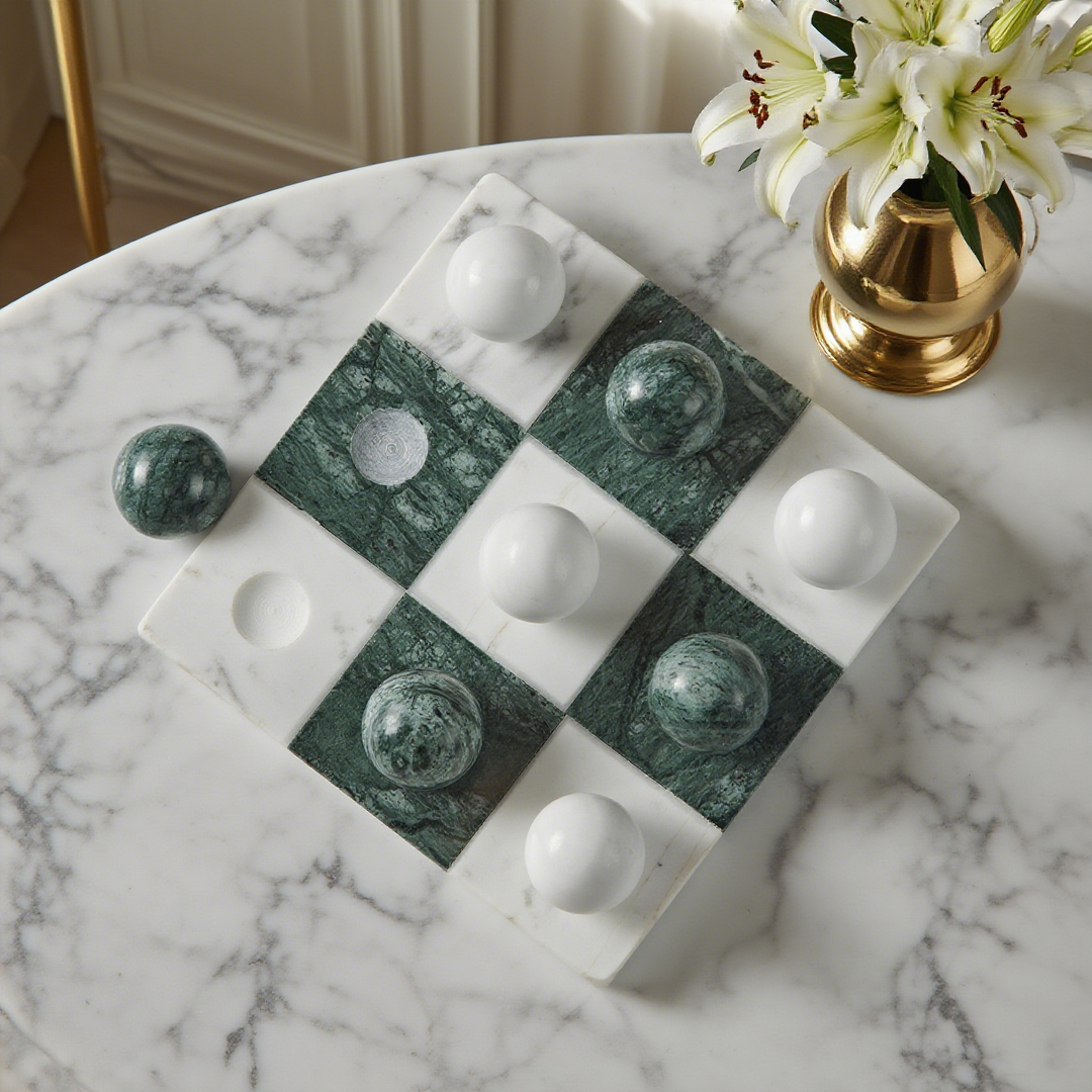Green Marble Tic Tac Toe Board