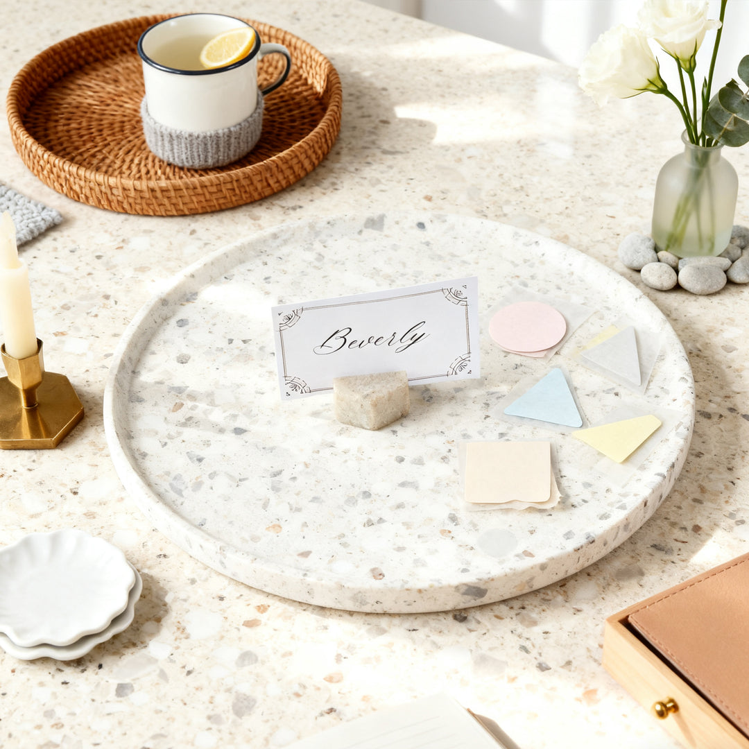 Hexagon Marble Place Card Holders (Set of 4) with Weighted Bases and Precise Slots, Elegant Place Card Holders with Handcrafted Natural Marble, Perfect for Table Decor, Dinner Party, Weddings