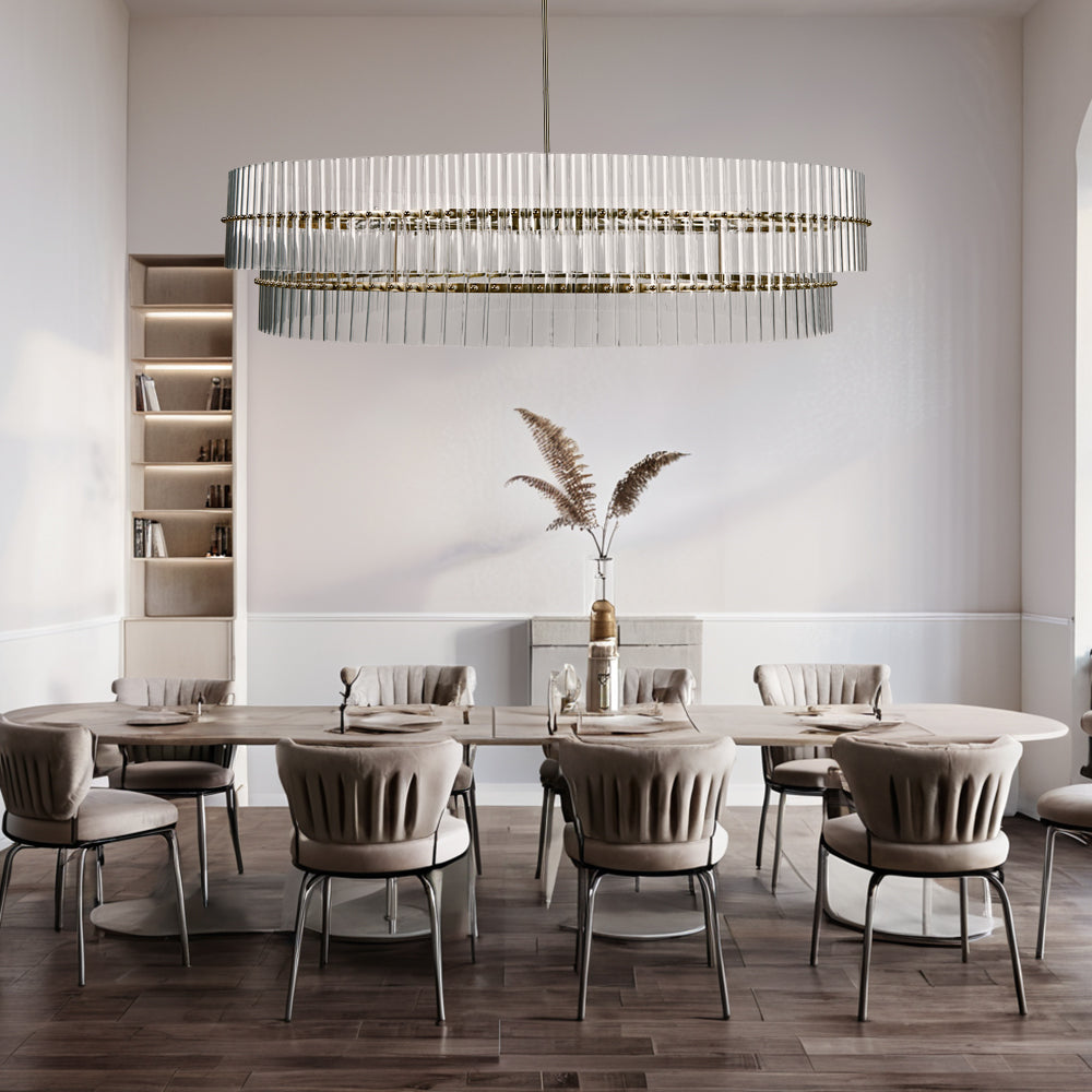 Mallory Crystal elegant retro brass round chandelier pure crystal created for living room, kitchen