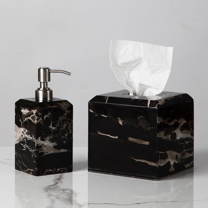 Silver Dragon Marble Luxe Bath Accessories with Soft Sheen for Elegant Bathroom