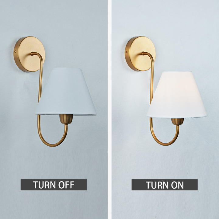 Gleaming Elegance Stainless Oil Rubbed Sconce - Durable Stainless Steel and Antique Brass with White Linen Shade - Ideal Wall Lights for Your Living Room