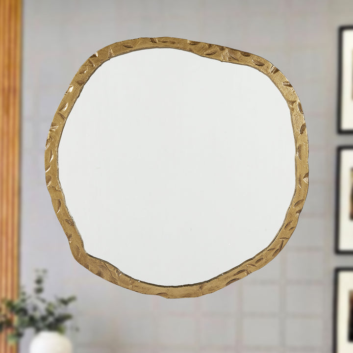 Artisan's Oversized Round Mirror with Rough-Hewn Black Aluminum Frame-Oversized round mirror