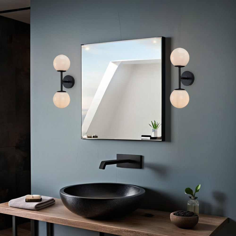 Fiberglass Glow Double Wall Sconce: Cast Fiberglass with White Textured Finish and Pewter/Gold Accents for Kitchen, Bathroom, Outdoor