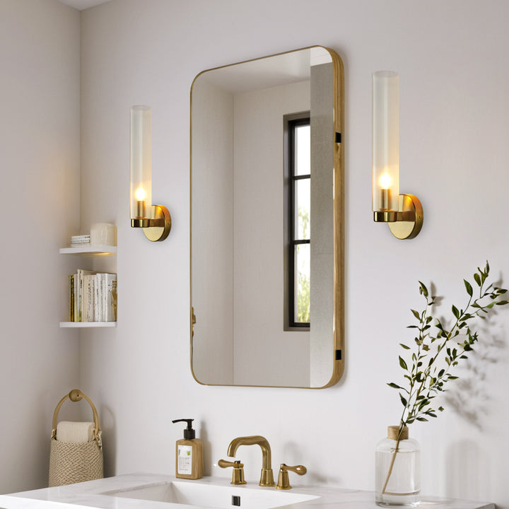 Radiant Fluted Glow Sconce - Elegant Bathroom Wall Lights with Fluted Glass Shade, Suitable for Your Makeup Lighting Mirror in the Bathroom