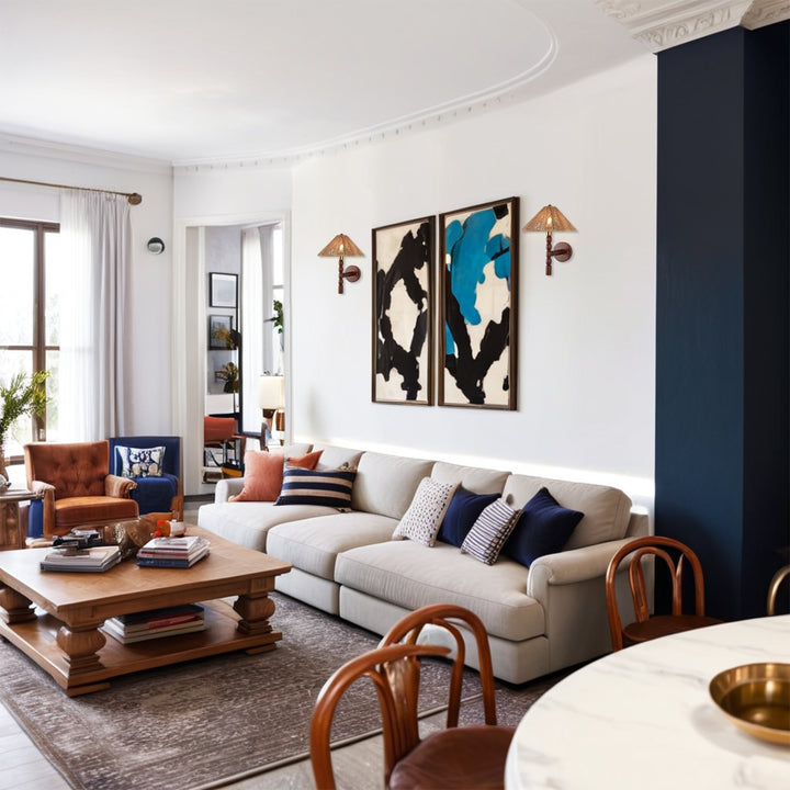 Samina Sconce - Modern Style with Handwoven jute and solid walnut - Perfect for Living Room, Dining Room and Enteyway