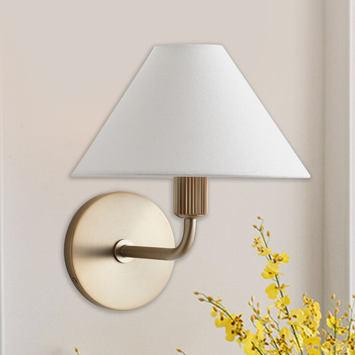 Elegant Linen Glow Sconce - Architectural Design Tapered Shade Wall Sconce for Bedroom and Living Room - A Statement Piece of Elegance and Sophistication