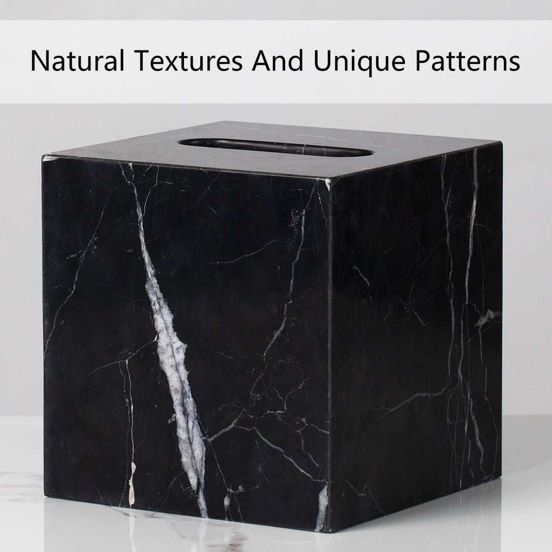 Handcrafted Black Marquina Marble Bath Accessories - Unique and Chic Bathroom Supplies for Elegant Decor