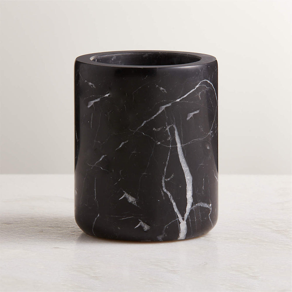 Handcrafted Black Marquina Marble Bath Accessories - Unique and Chic Bathroom Supplies for Elegant Decor