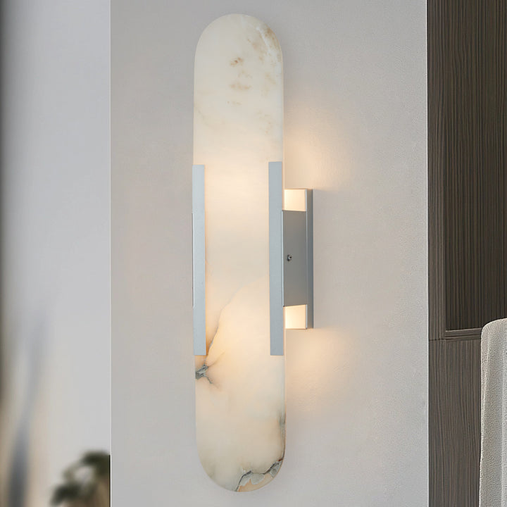 Alabaster Elegance Backplate Sconce - Elegant Alabaster Design with Stunning Finishes - Perfect for Bathroom Sconce