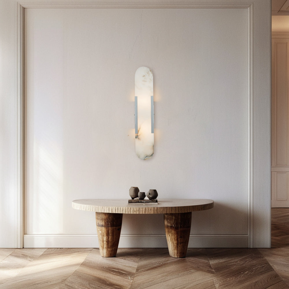 Alabaster Elegance Backplate Sconce - Elegant Alabaster Design with Stunning Finishes - Perfect for Bathroom Sconce