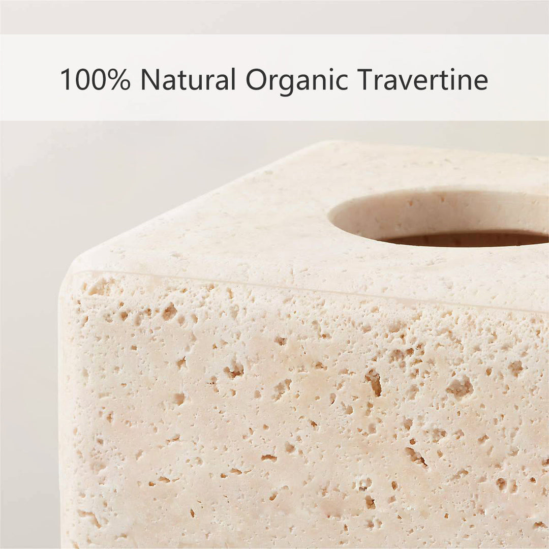 Nature's Touch Travertine Bath Accessories with Organic Edge and Unique Variations for Rustic Bathroom Decor