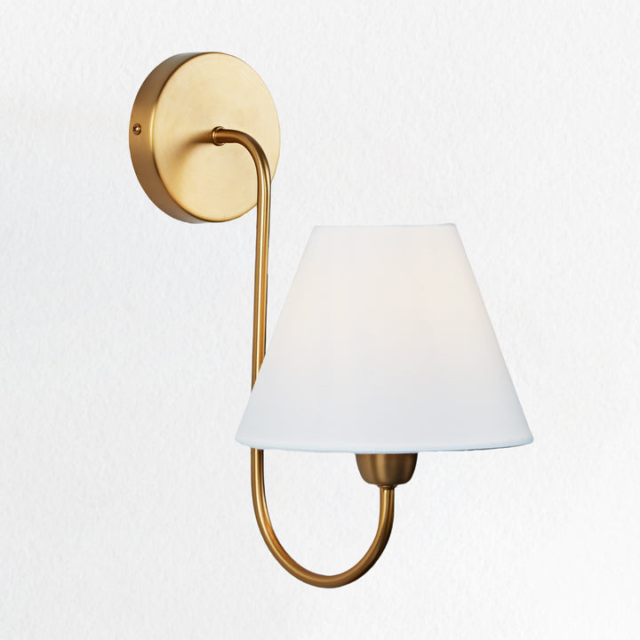 Gleaming Elegance Stainless Oil Rubbed Sconce - Durable Stainless Steel and Antique Brass with White Linen Shade - Ideal Wall Lights for Your Living Room