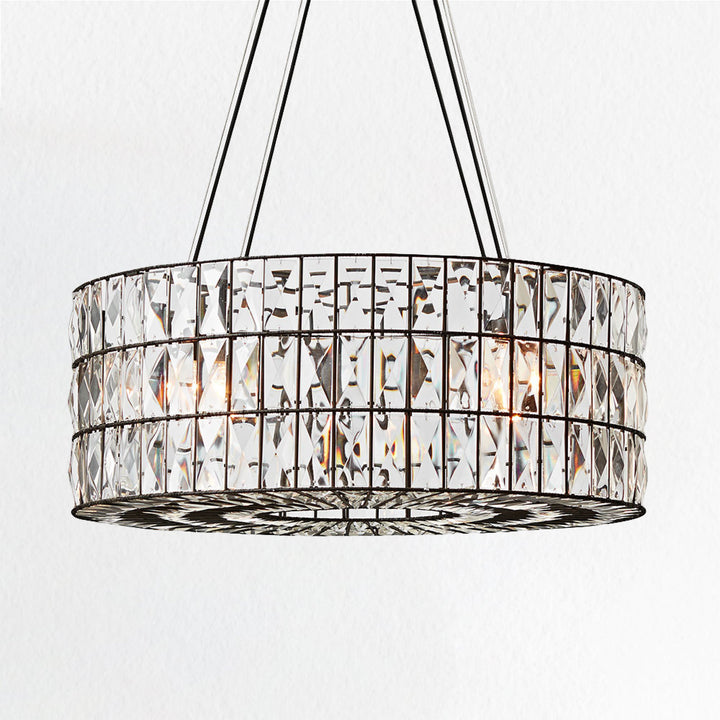 Glimmering Heights Adjustable Crystal Chandelier - Elegant Lighting Fixture for Dining Room, Living Room, and Bedroom