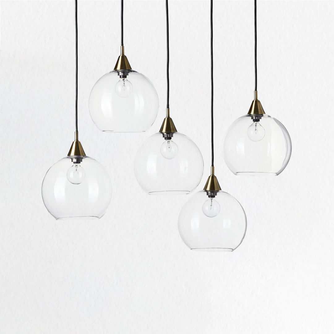 Industrial Modern Glass Globe Pendant - Sleek Chandelier with Clear Glass Shades, Suitable for Dining Room And Living Room