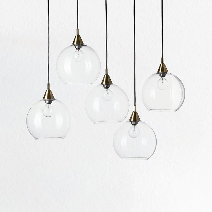 Industrial Modern Glass Globe Pendant - Sleek Chandelier with Clear Glass Shades, Suitable for Dining Room And Living Room